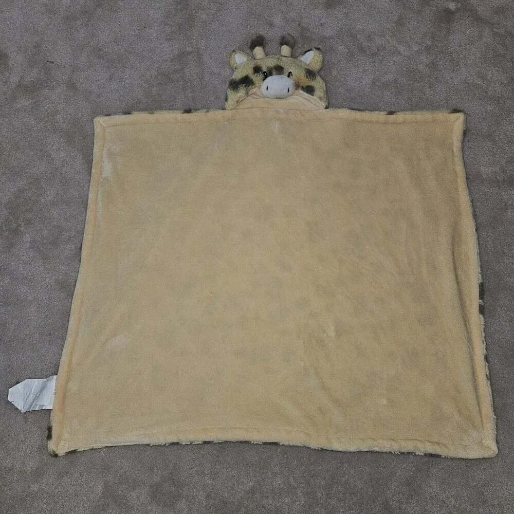Little Miracles Giraffe Hooded Blanket Lovey Soft Fleece Boy Girl Yellow